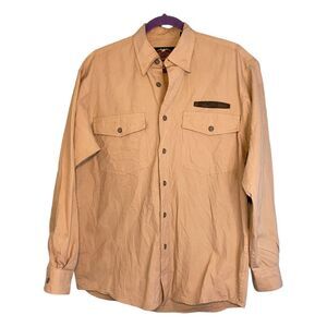 Harley-Davidson Utility Button Down Shirt Tan Long Sleeve L